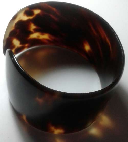 Faux Tortoise Shell Broad Cuff Bangle