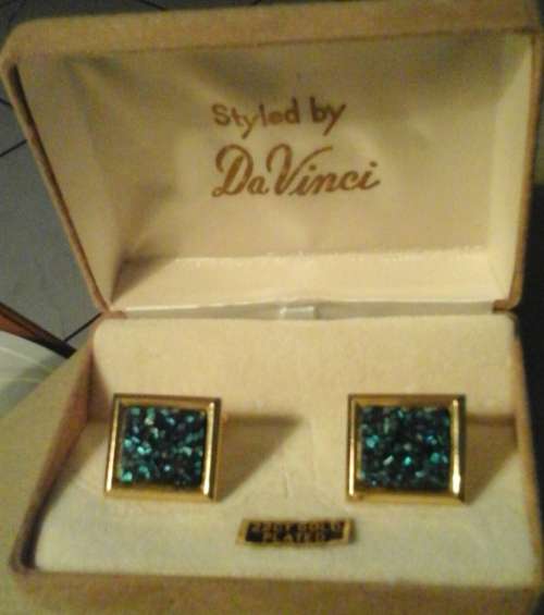 Da Vinci 22ct Gold Plated Square Cufflinks with Mosaic Inlay