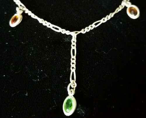 Sterling Silver 925 Italy Stamped Chain with 3 Dangling Drops 5.2grams