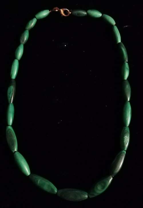 Vintage Malachite Tubular Bead Necklace