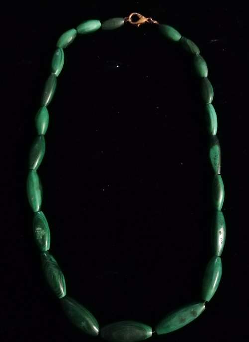 Vintage Malachite Tubular Bead Necklace
