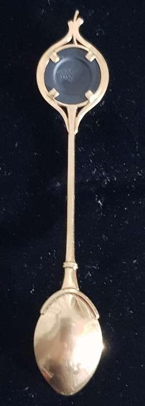 Vintage Wedgwood Jasperware Gold Plated Spoon