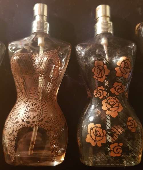 Set of 4 Collectable Jean Paul Gaultier Empty Glass Perfume Bottles