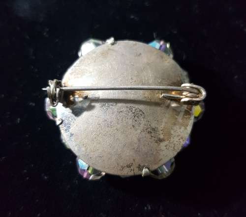 Vintage Brooch with Crystal Glass Beads