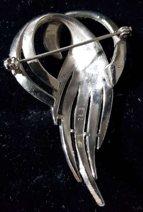 Vintage Silver Plated Sphinx Brooch with Marcacite