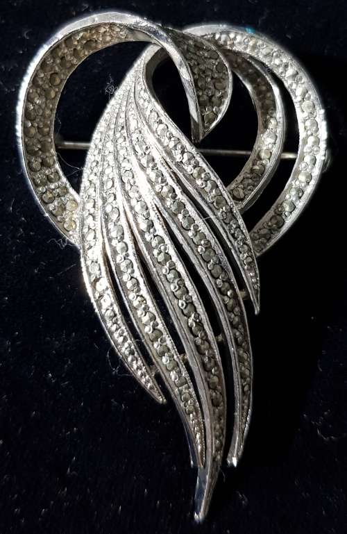 Vintage Silver Plated Sphinx Brooch with Marcacite