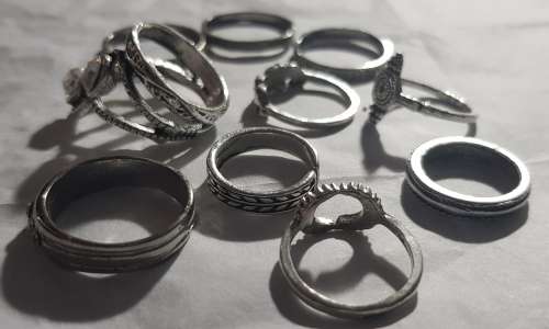 Boho Silver Tone Rings Set of 10