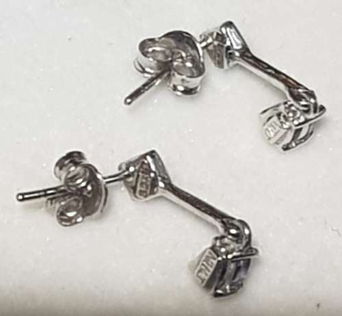 9ct White Gold Tanzanite Bar Drop Earrings