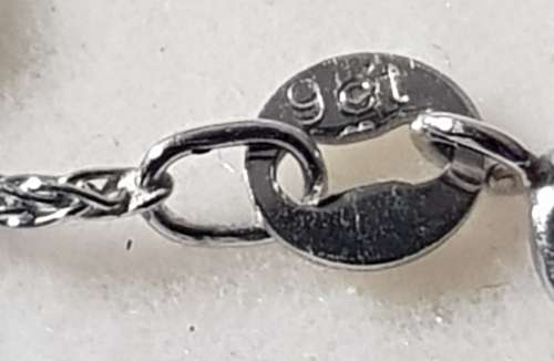 9ct White Gold Chain with Dragonfly Pendant Encrusted with Black and Clear Diamonds