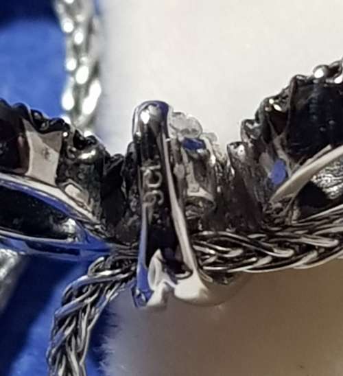 9ct White Gold Chain with Dragonfly Pendant Encrusted with Black and Clear Diamonds