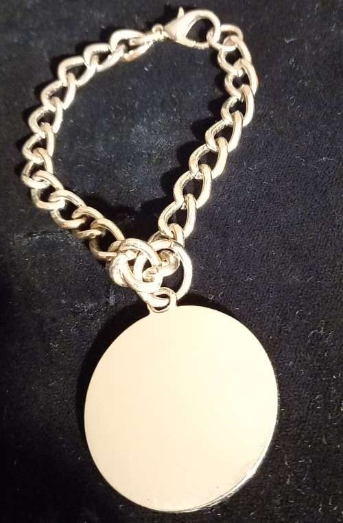 Vintage Enameled Guess Los Angeles Disc with Gold Tone Bracelet