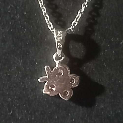 Sterling Silver 925 Chain and Dainty Pendant with Pink Stones