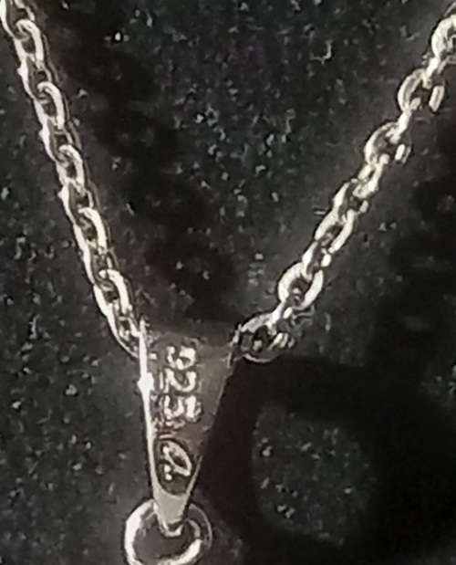 Sterling Silver 925 Chain and Dainty Pendant with Pink Stones