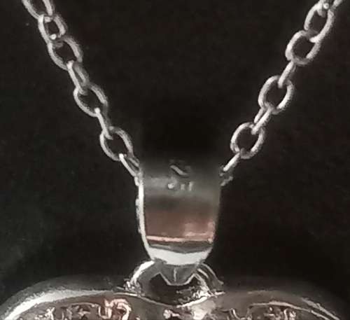 Sterling Silver 925 Chain and Heart Pendant with Dangling Blue Stone surrounded with Cubic Stones