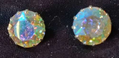 Vintage Aurora Borealis Clip On Earrings