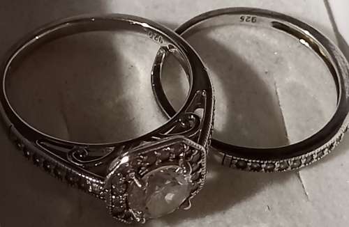 Chete Sterling Silver 925 Halo Wedding Set with Cubic Zirconia Stones
