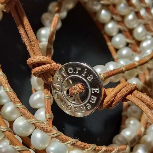 Trendy Victoria Emerson Wrap Bracelet Freshwater Pearls and Leather Cord