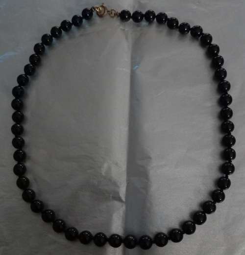 Vintage Black Onyx Bead Choker Necklace
