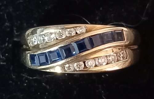 9ct Yellow Gold Sapphire and Diamond Ring