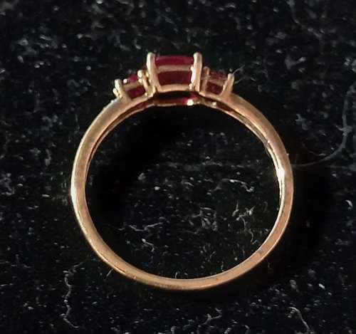 Vintage 9ct Rose Gold Ruby and Diamond Ring