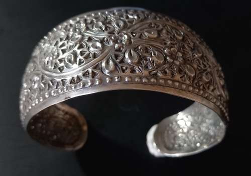 Vintage Sterling Silver Wide Cuff Bangle