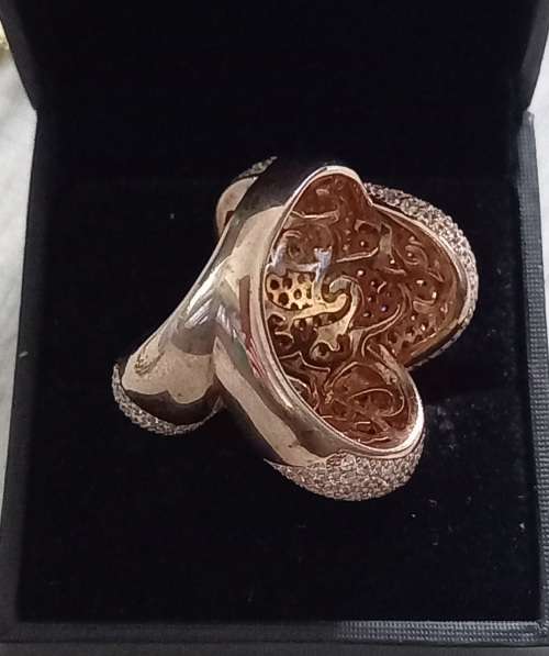 Sterling Silver Rose Gold Plated Spectacular Chunky Ring Studded with Cubic Zirconias 15.7grams