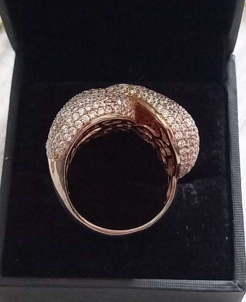 Sterling Silver Rose Gold Plated Spectacular Chunky Ring Studded with Cubic Zirconias 15.7grams