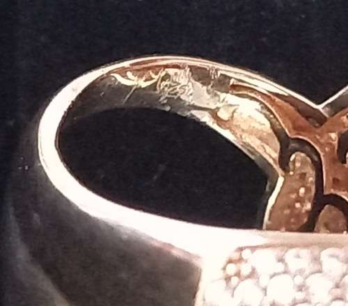 Sterling Silver Rose Gold Plated Spectacular Chunky Ring Studded with Cubic Zirconias 15.7grams