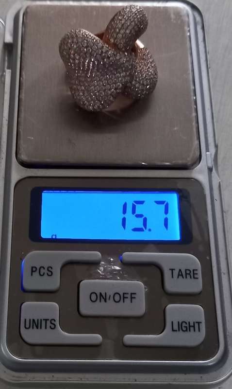 Sterling Silver Rose Gold Plated Spectacular Chunky Ring Studded with Cubic Zirconias 15.7grams