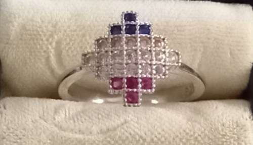 Stunning Sterling Silver Ring with Multicolour Gemstones