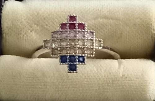 Stunning Sterling Silver Ring with Multicolour Gemstones