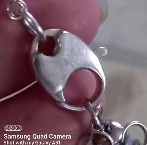Beautiful Kirsten Goss Sterling Silver and Blue Lace Agate Chunky Charm Necklace