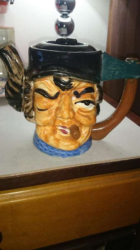 Vintage Character Teapot - One Eye Man with Cigar