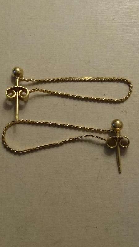 Italy 14k Gold Stud Earrings with Chain