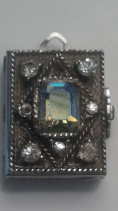 Vintage Silver-Tone Coro Signed Book Locket Pendant