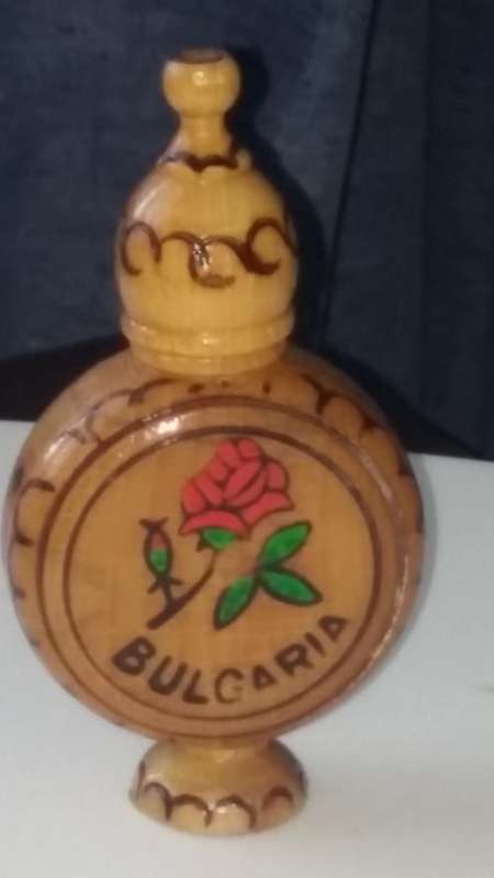 Collectible Bulgaria Wooden Perfume Bottle with Sample
