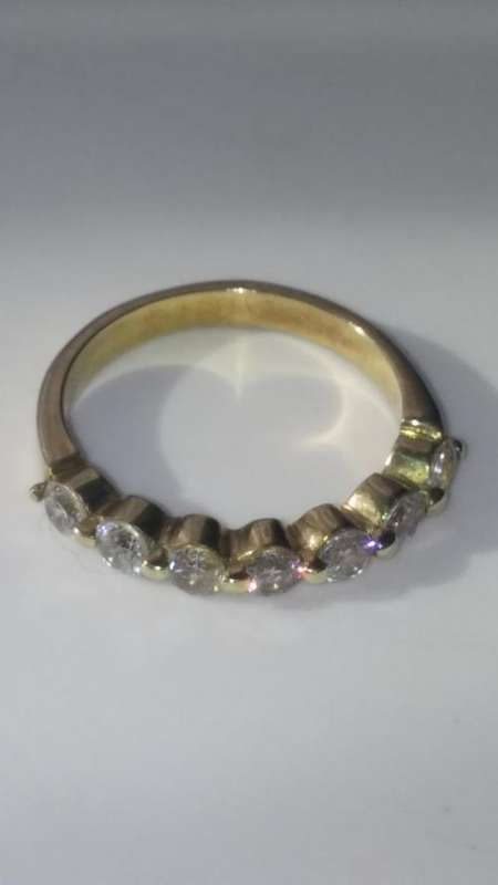 Vintage Brass Ring with Clear Stones