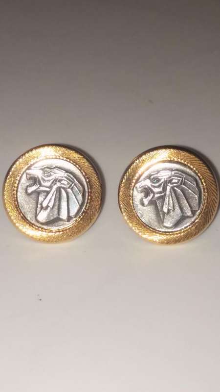 Vintage Gold & Silver Tone Cuff Links Embossed with Lionhead