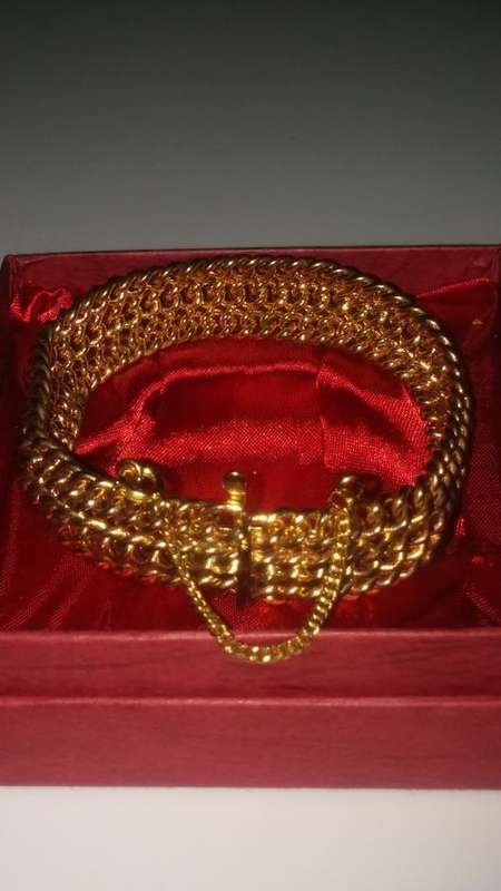Rose Gold Plated Movitex Costume Bracelet with Safety Chain