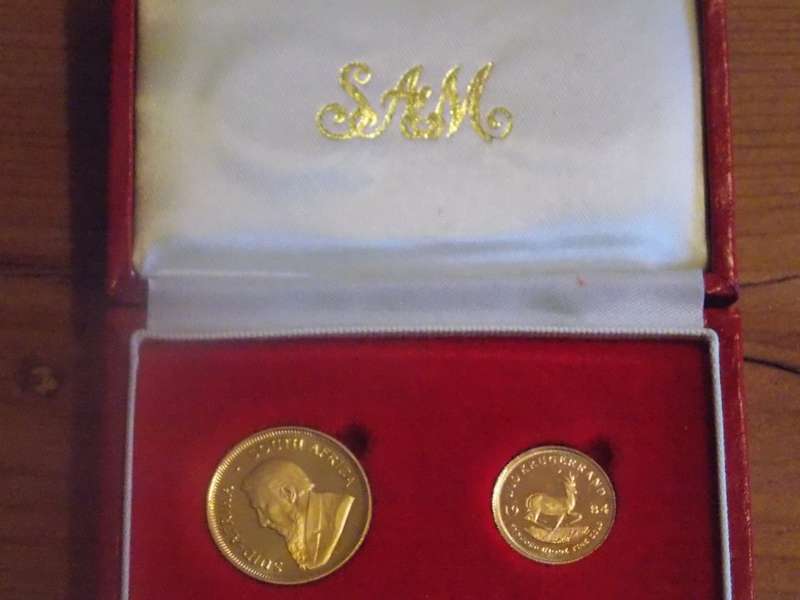 Rare Twin Set 1/4 oz and 1/10 oz gold Kruger Proof Coins 1984