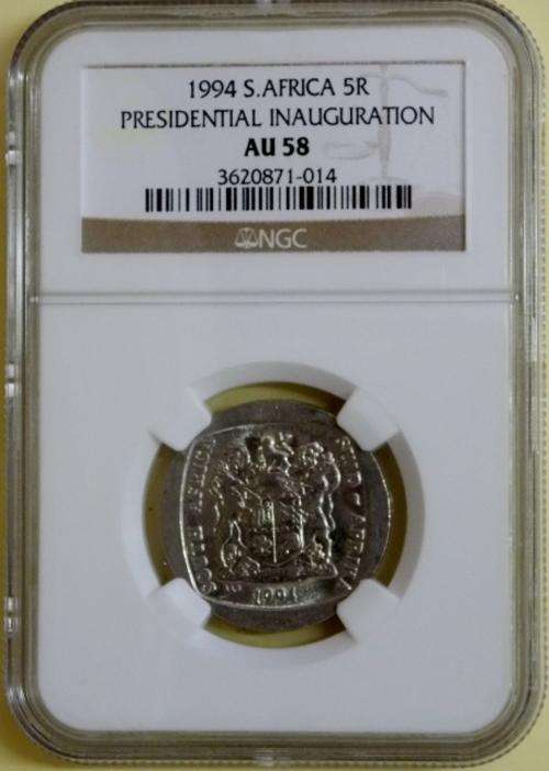 1994 Inauguration R5 Coin *** NGC Graded AU58 ***