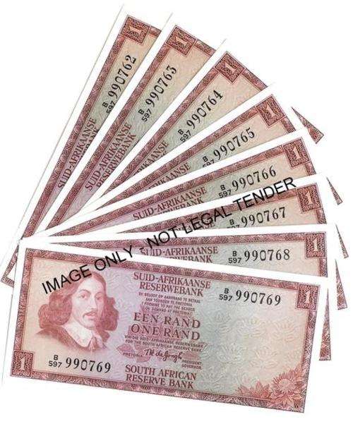 x8 TW de Jongh R1 Third Issue 1975 Uncirculated in Sequence **Bid Per Lot**