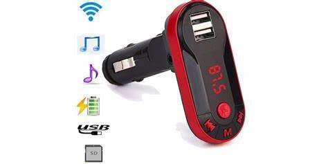 Car FM Wireless Transmitter & Charger - RED & BLACK