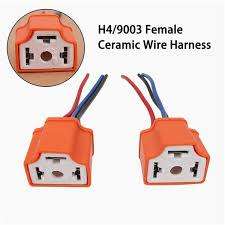 H4 Car Female Ceramic Headlight Extension Connector Plug Light Wire Socket