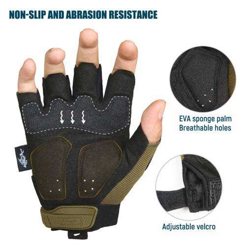 # 4 Non-slip Fingerless Gloves Half Finger Cycling Outdoor Climbing Hiking camping - GREEN
