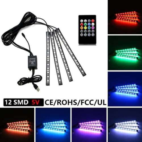 12 X LED Voice Control Led Ambient Car Lights
