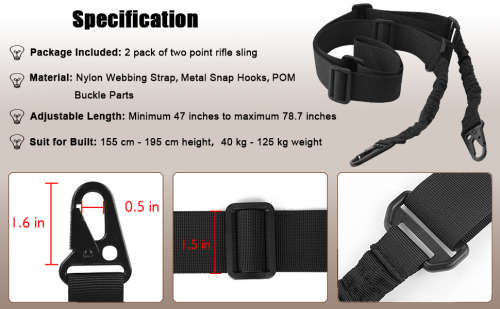 Two point Rifle Tactical Gun Sling Shoulder  Belt Strap (BLACK)