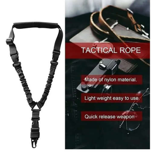 Single Point Rifle Rope Military Sling Shoulder Strap Adjustable -BLACK