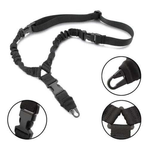 Single Point Rifle Rope Military Sling Shoulder Strap Adjustable -BLACK