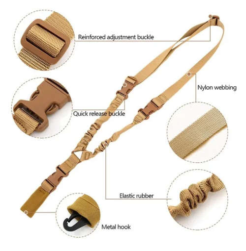 One Point Rifle Tactical Gun Sling Shoulder Belt Strap (KHAKI)